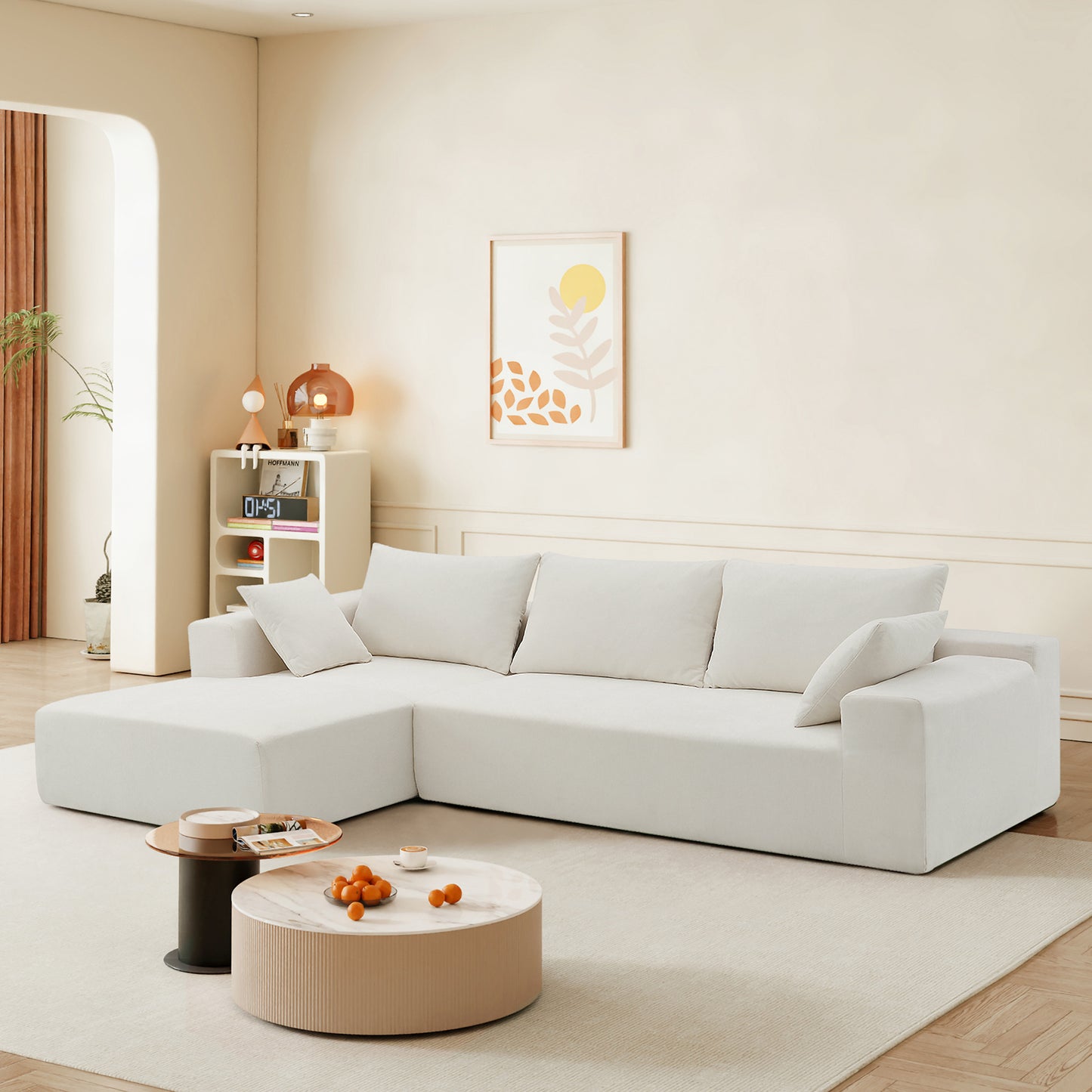 Modularni kutni set za dnevni boravak 277 x 173 cm – moderna minimalistička bijela sofa