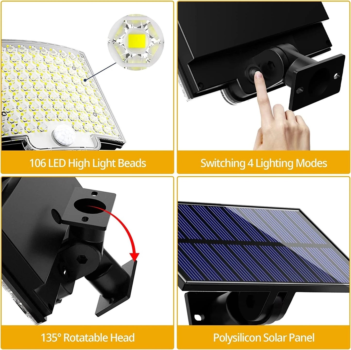 106 LED solarna zidna svjetiljka za dvorište