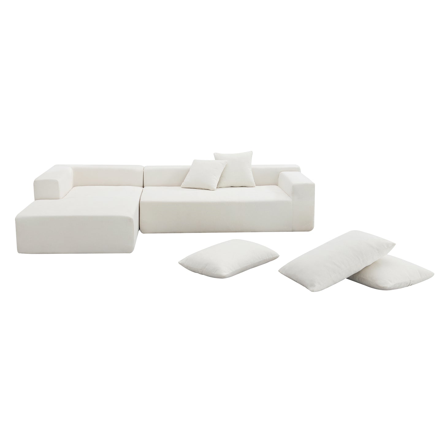 Modularni kutni set za dnevni boravak 277 x 173 cm – moderna minimalistička bijela sofa