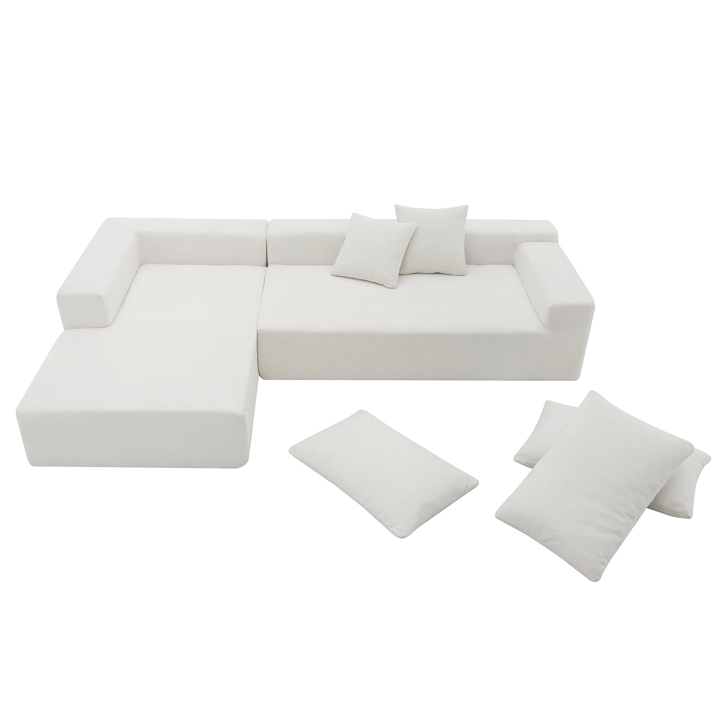 Modularni kutni set za dnevni boravak 277 x 173 cm – moderna minimalistička bijela sofa